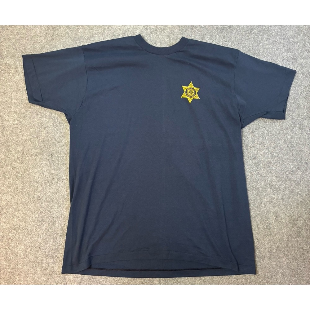 Vtg 80s Screen Stars Middlesex County Sheriff's Dept T Shirt Navy Blue XXL Thin